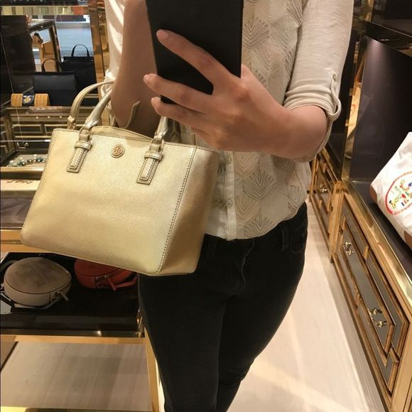 Tory burch Robinson Metallic Mini Square Tote - Picture 6 of 6